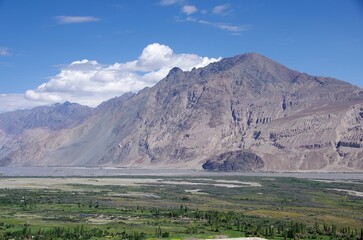 Landscape in the Nubra valley in Ladakh in India, Asia