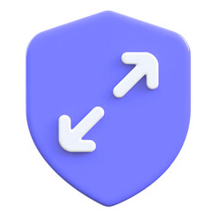 Full screen representation with arrows on shield 3D icon