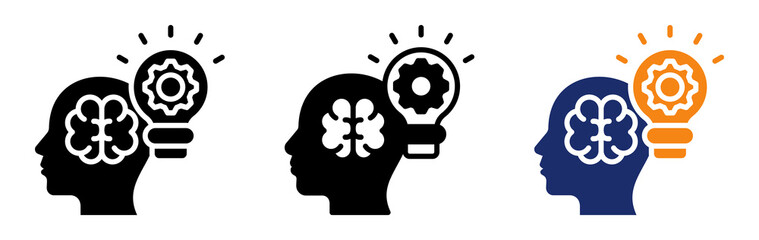 Brain Activity Icon Collection Glyph & Mixed Style 