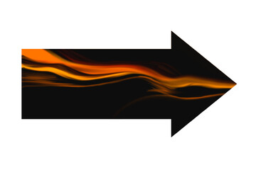 Dynamic fiery arrow with flowing orange and red energy indicating forward progress isolated on transparent background