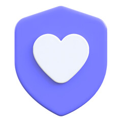 Healthcare protection concept with heart symbol Flat 3D UI Icon