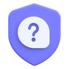 Help support concept shield with question mark Flat 3D UI Icon
