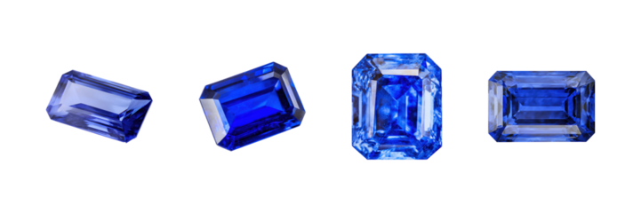 Blue Sapphire Gemstones Set. Luxury And Elegance In Jewelry Design Collection Isolated On Transparent Background