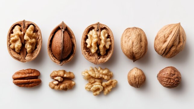 Enjoy nutritious walnuts and pecans for healthy snacking and baking, perfect for fall recipes and mindful eating in a clean presentation