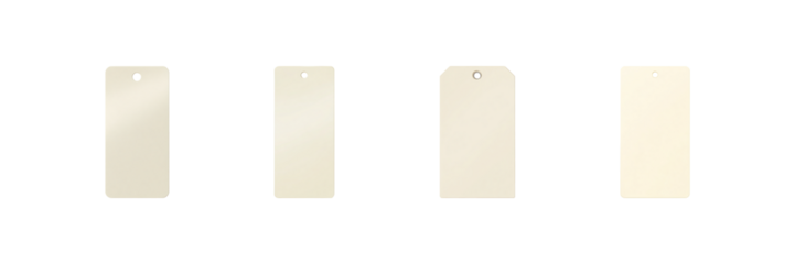 Blank Beige Tags Set. Versatile Labeling And Organization Collection Isolated On Transparent Background