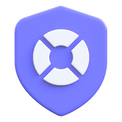 Life guard concept with shield for security Flat 3D UI Icon