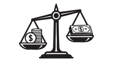 ## **9. Balance scale with money outline icon vector**
