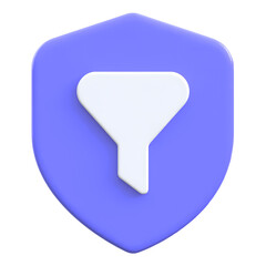 Protection concept filtering data with shield Flat 3D UI Icon