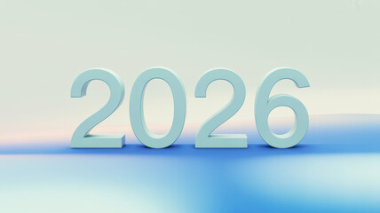Minimalist Happy New Year 2026 Number logo. 2026 logo. 3d banner