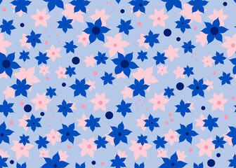 Pink and Blue Stars Seamless Repeat