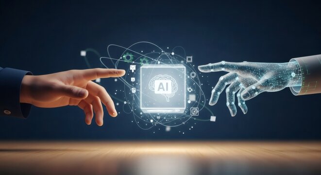 Ai technology connection between human and robotic hand – digital neural cube