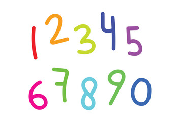 Colorful handwritten numbers in a playful cartoon style on a white background.