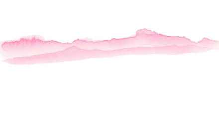 Soft pink watercolor paint stroke abstract texture background with gentle diffused edges isolated on transparent background