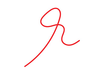 Simple red flourish line symbolizing approval on a white background.
