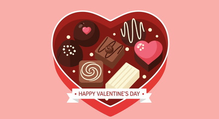 Valentine's day surprise chocolate heart box illustration suitable gift and tasty treat vector