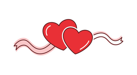 Intertwined Hearts with Flowing Ribbon: A Symbol of Affection and Connection