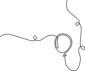 Obraz premium Minimalist drawing of a simple celebration balloon on a curly thread