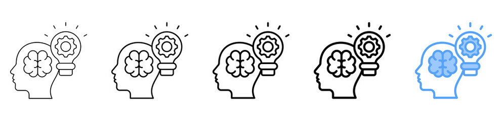 Brain Activity Icon Different Style Outline Collection Set 