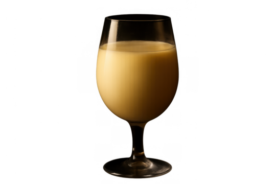 Creamy eggnog drink preparing for holiday celebrations, a comforting seasonal beverage in a glass with transparent background