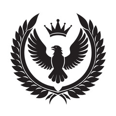 Regal Eagle Crown Wreath Silhouette Emblem