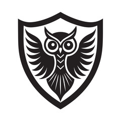 Majestic Owl Crest Shield Silhouette Design