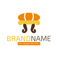 Orange bun yellow accents brown legs logo bread