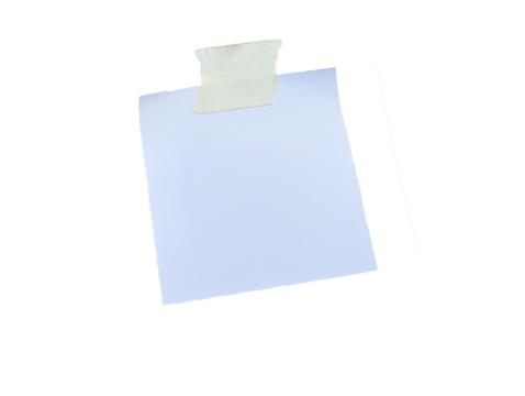 white sticky note paper on transparent background