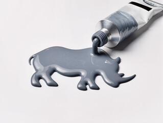 gray paint making a rino