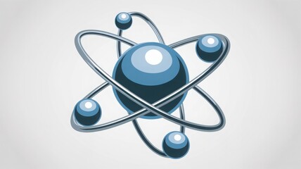 A 3D illustration of an atom with orbiting electrons, representing the core concept of science and atomic structure.