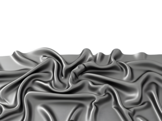 Abstract silver satin cloth or silk fabric isolated on transparent background