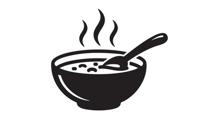 ## **10. Bowl of soup with steam and spoon outline icon vector**
