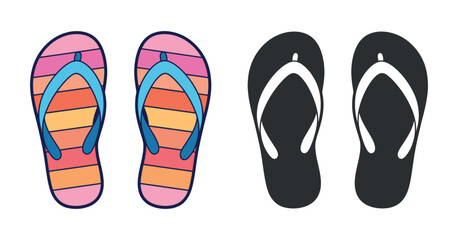 Summer flip flops vector design with colorful stripes