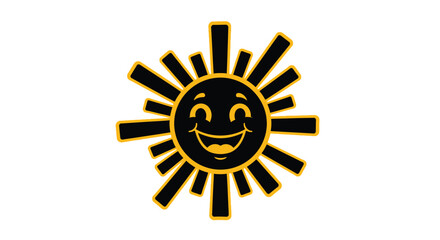 Fototapeta premium A cheerful black and yellow sun icon with radiating lines creating a warm design
