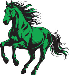 Vibrant Green Horse Design: Dynamic Digital Art & Mascot Logo