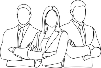 Business team illustration in minimalistic line art style