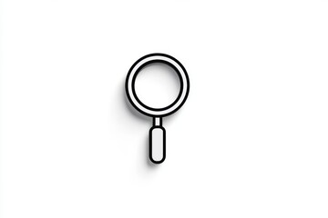 Simple minimalist magnifying glass icon with black outline, light handle, and clear white background for intuitive search and discovery enhancements in digital design and user interface contexts