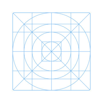 Guide, sizing for application logo design. App icon size template. Icon grid isolated on a white background. Blank, blue grid pattern for web, mobile system app. 