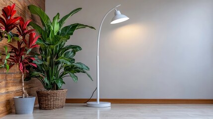 Interior Decor featuring Potted Plants and a Modern White Floor Lamp