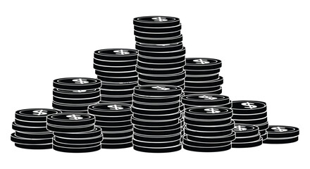 A monochrome stack of poker chips forms a pyramid shape