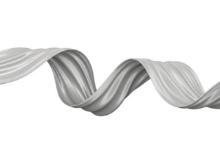 Abstract white ribbon wave flowing in a smooth and elegant motion isolated on transparent background