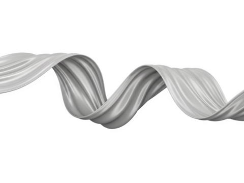 Abstract white ribbon wave flowing in a smooth and elegant motion isolated on transparent background