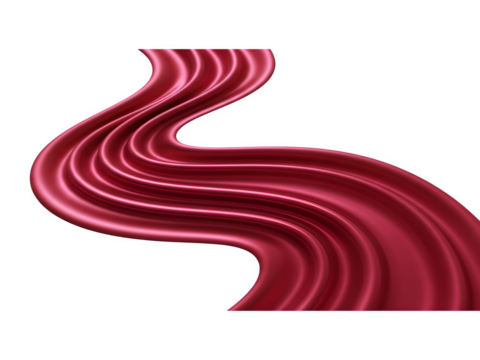Abstract red wavy road isolated on transparent background, representing a path or journey