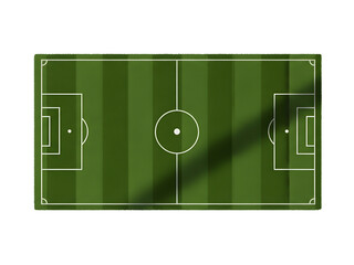 Aerial view of a soccer field isolated on transparent background, perfect for game strategy