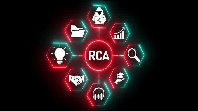 Root Cause Analysis Concept on the transparent background. Represents finding the root cause of the problem, solving the organization's problems to make it sustainable. Idea of analysis. 4k