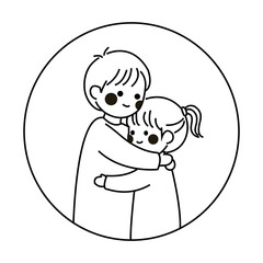 Brother and sister hugging each other