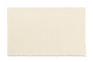 Blank old vintage paper card with deckle edge and textured surface, providing a transparent background