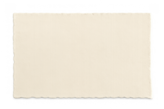 Blank old vintage paper card with deckle edge and textured surface, providing a transparent background