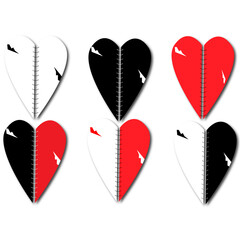 Broken Heart Set &ndash; Stitched Hearts in Black, White and Red Color Variants