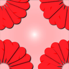 Broken Heart Floral Frame on Pink Background &ndash; Emotional Love Concept Art