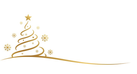 Elegant gold christmas tree with snowflakes and star
